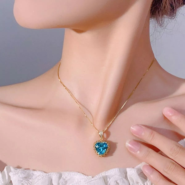 Heart-Shaped Aquamarine Pendant Necklace