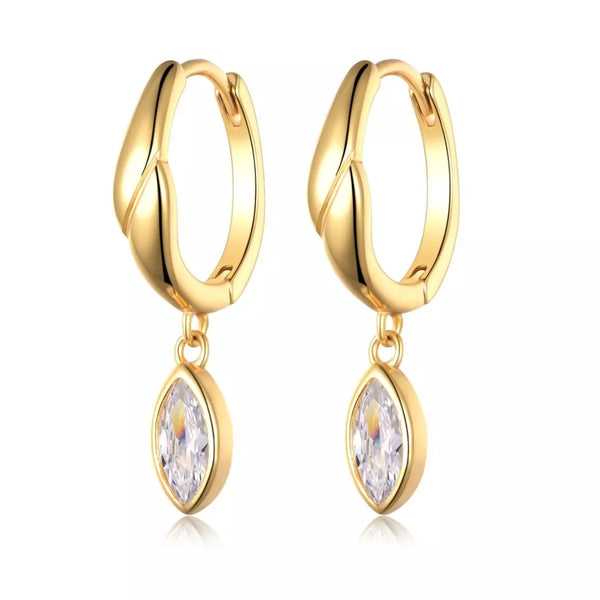 925 Sterling Silver Moissanite Hoop Drop Earrings