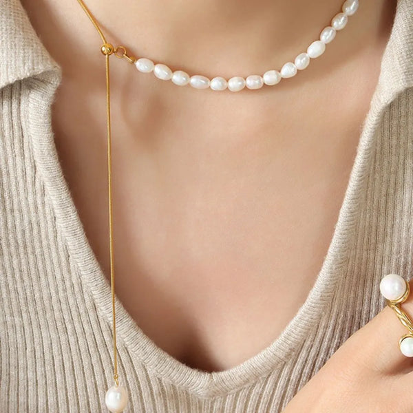 18K Gold-Plated Pearl Necklace